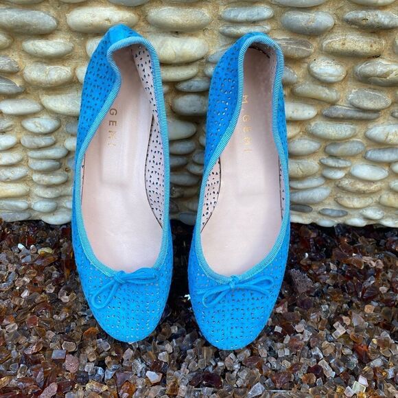 M Gemi Marine Blue Leather Suede Open Weave Ballet Flats. Size 39.5 (8.5) EUC! - Picture 2 of 10